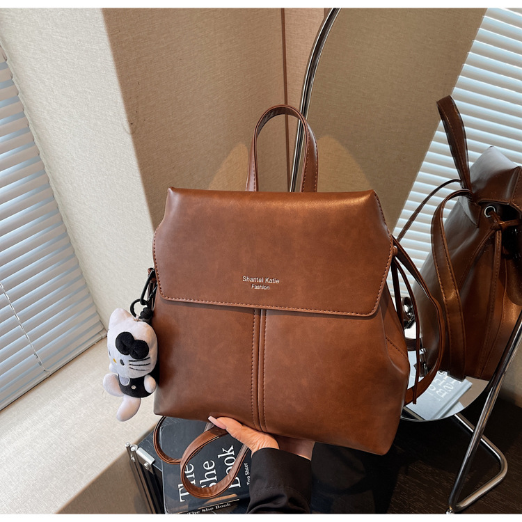 Leather Work Womens Backpack - Large capacity women's simple backpack bag