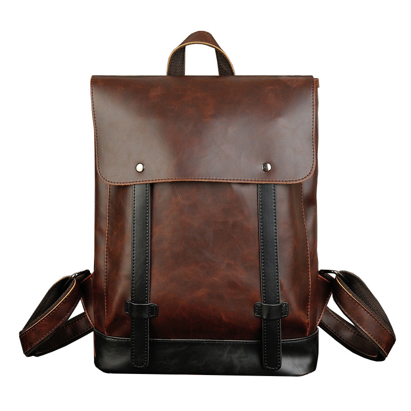 Leather Work Rucksack - GOYN Men Vintage Leather Backpack 14