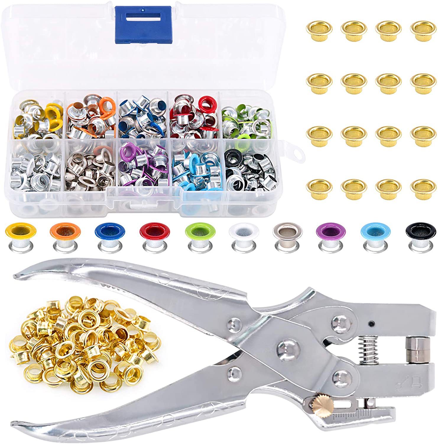 Leatherwork Eyelets - 300/500 Sets 5mm Multi-Color Metal Eyelets