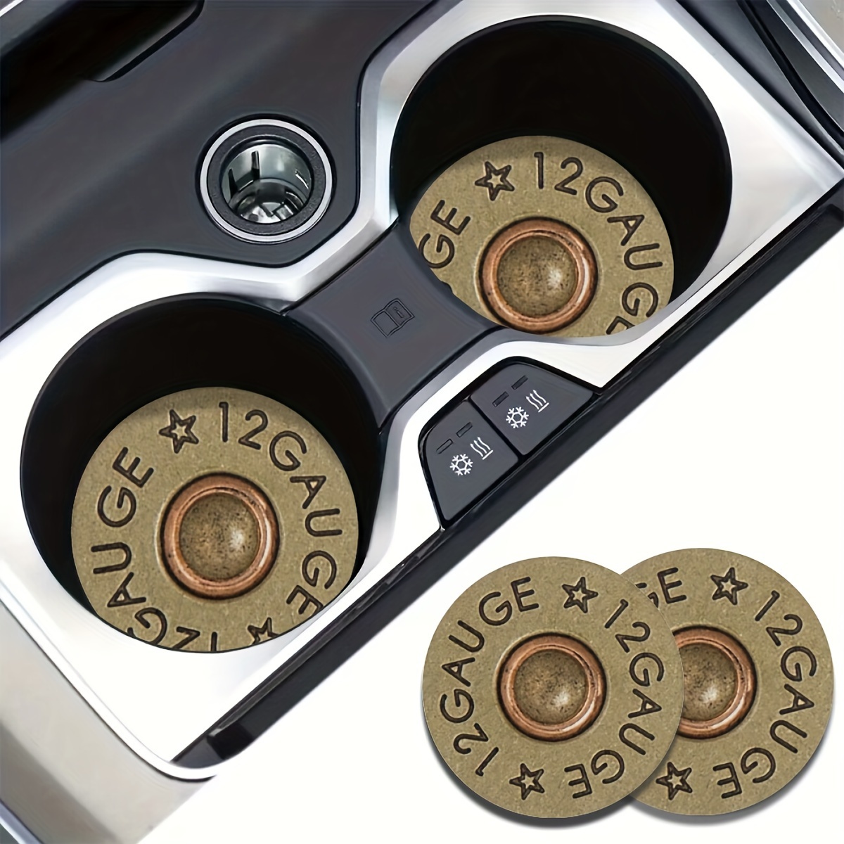 Leatherwork Table - 2-Pack Bullet-Shaped Design Car Cup Mats,
