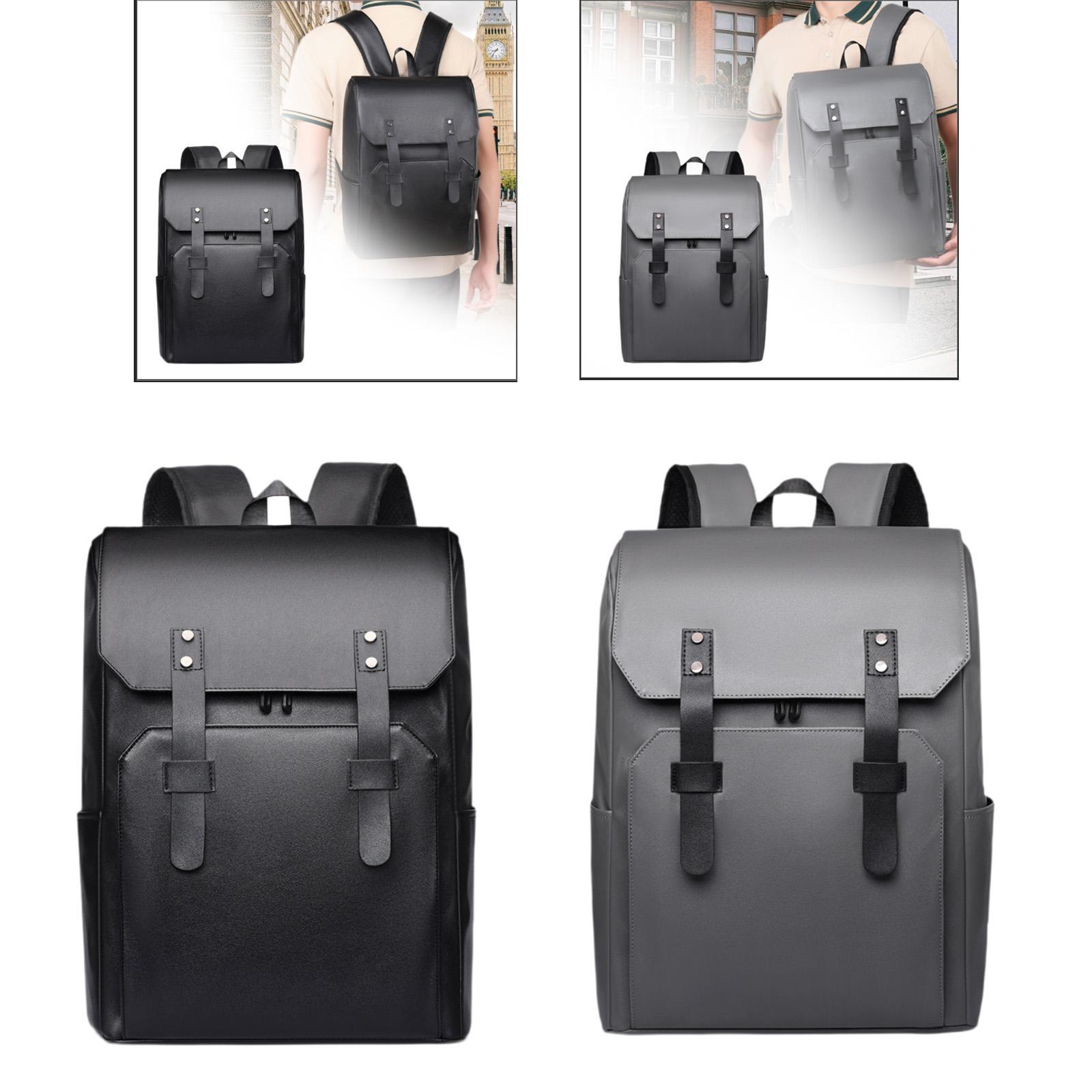 Leather Work Rucksack - Laptop Bag Water Bottle Holder Computer