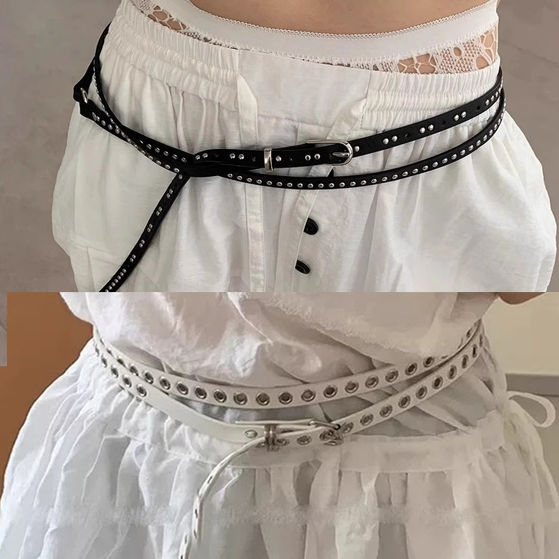 Leatherwork Eyelets - Punk Double Loop Thin Belt Retro