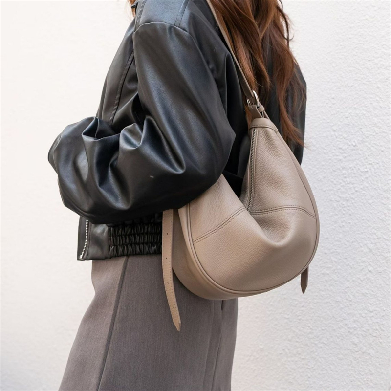 Leather Work Handbags For Women - BURMINSA Slouchy Genuine Leather Hobo Bags