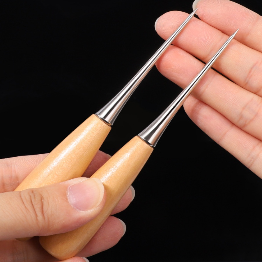 Leatherwork Punching Tool - 2pcs Leather Hand Stitching Awl Tool
