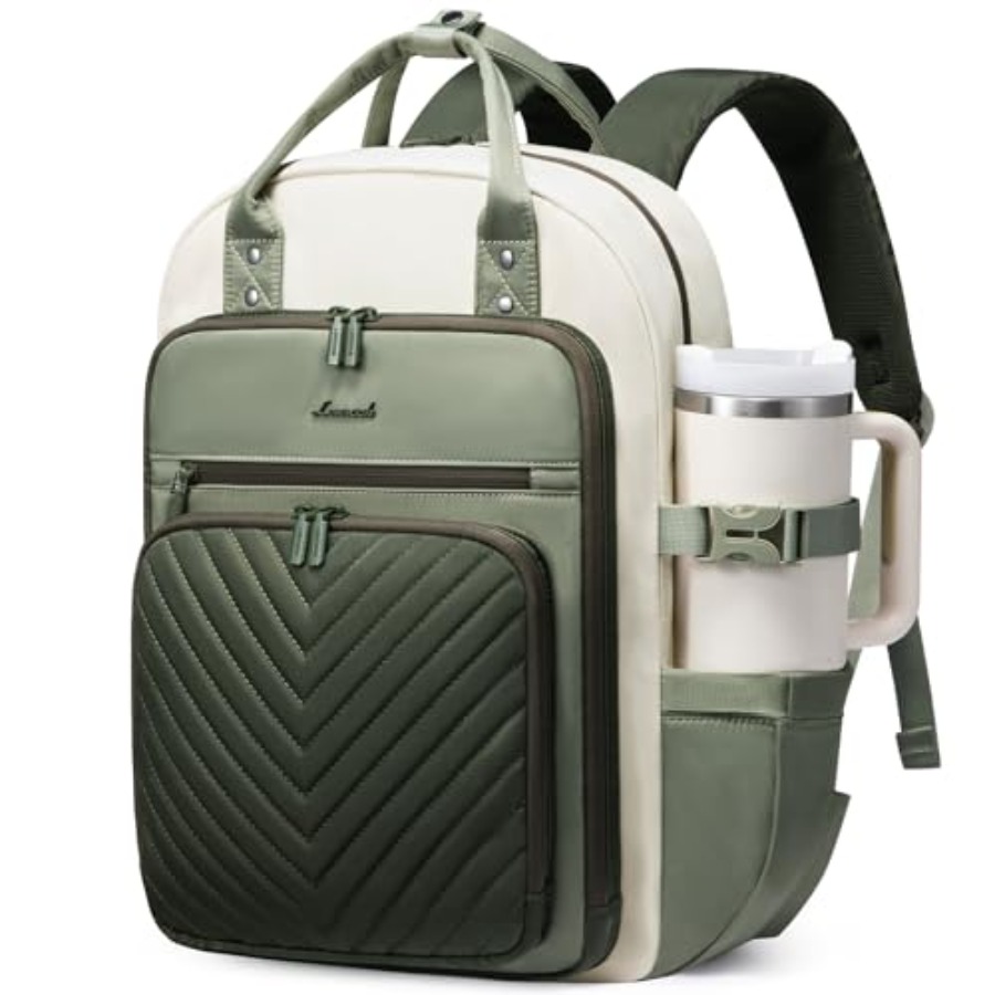 Leather Work Womens Backpack - Laptop Backpack for Women, Water Resistant