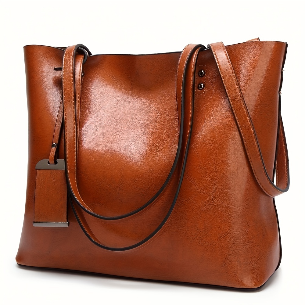 Leather Work Handbags For Women - Fashionable Classic Retro Leather Women's Tote