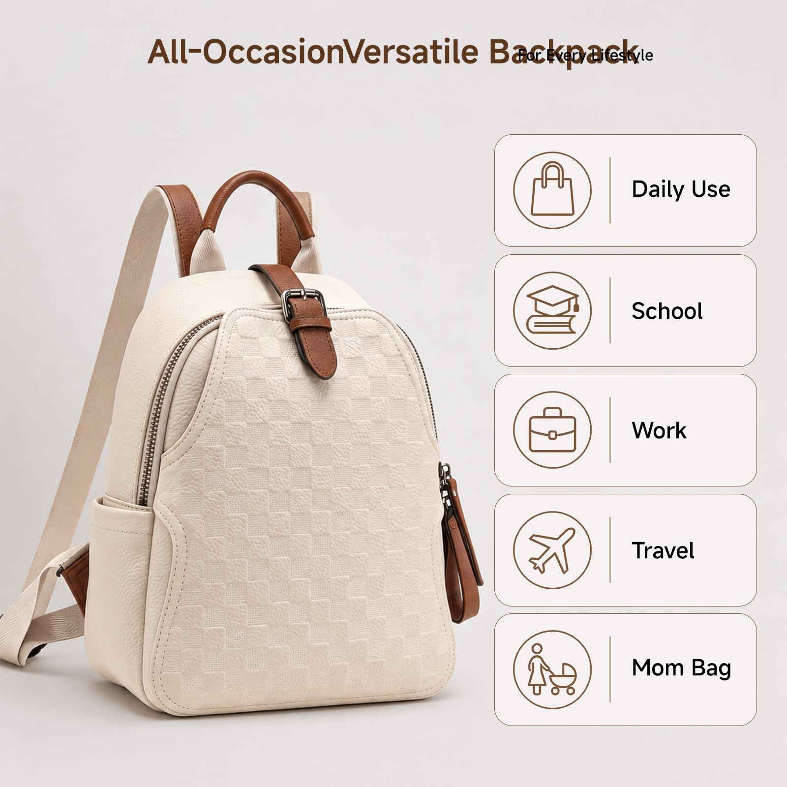 Women Embossed Checkered PU Le - огляд і ціна Leather Work Womens Backpack