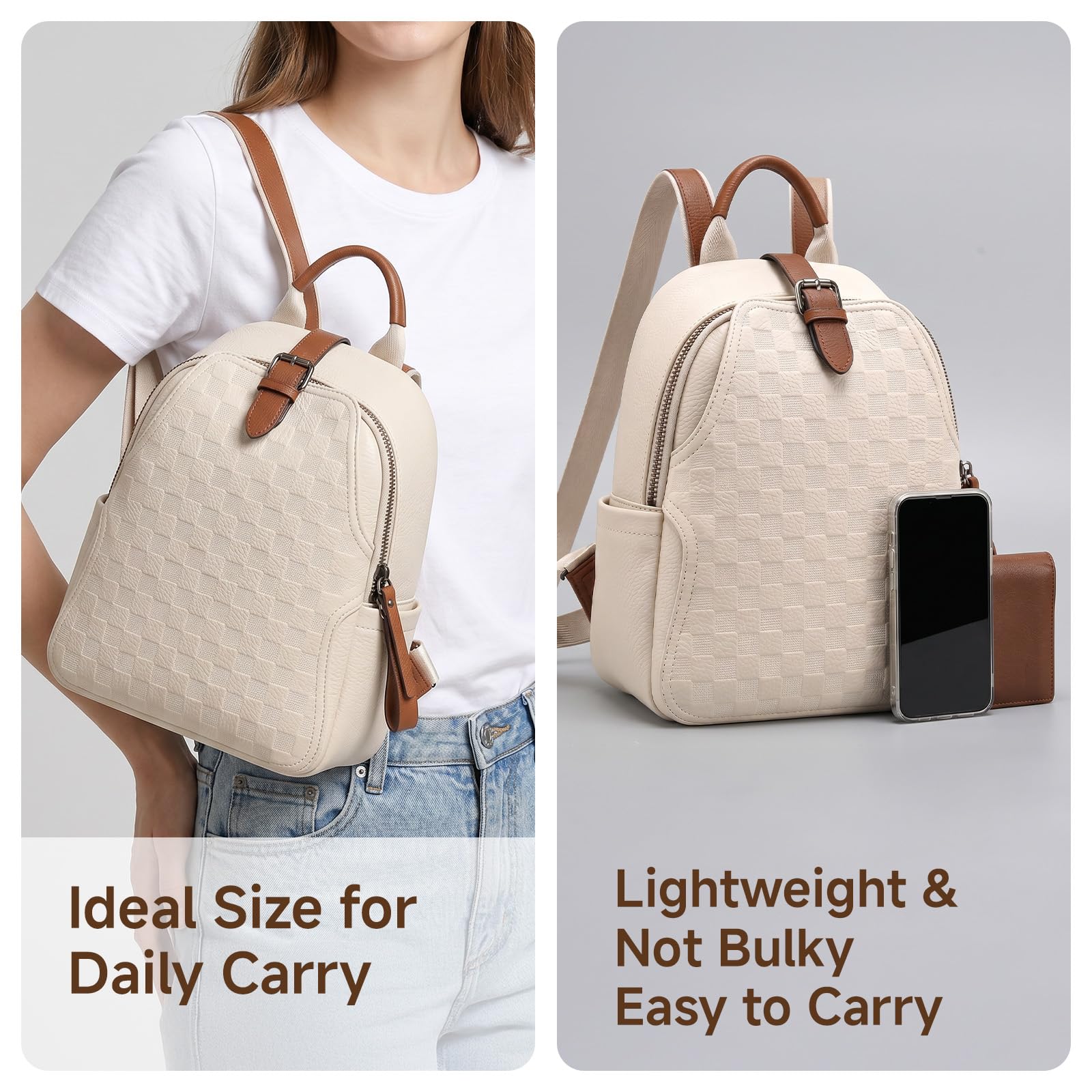 Women Embossed Checkered PU Le - огляд і ціна Leather Work Womens Backpack