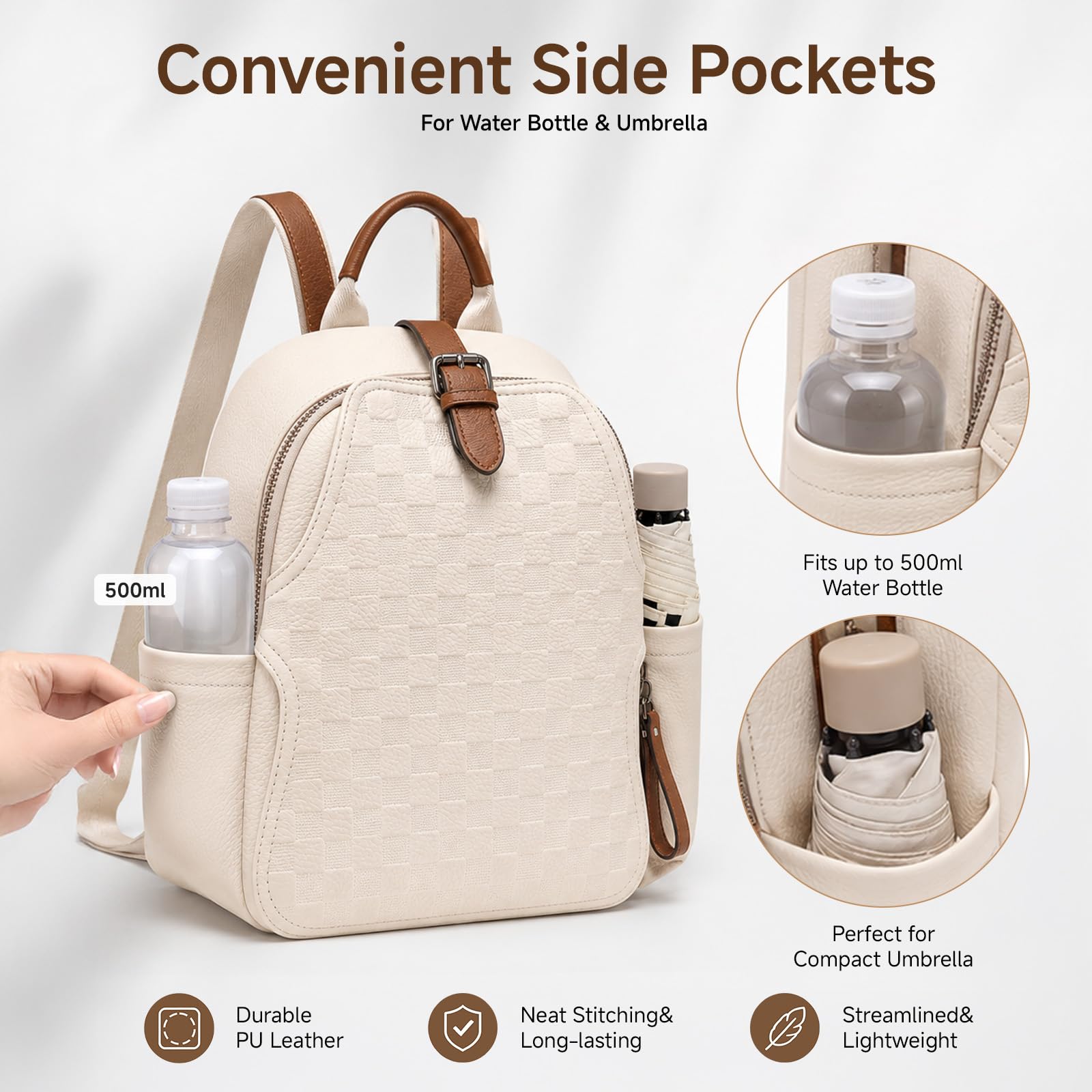 Women Embossed Checkered PU Le - огляд і ціна Leather Work Womens Backpack