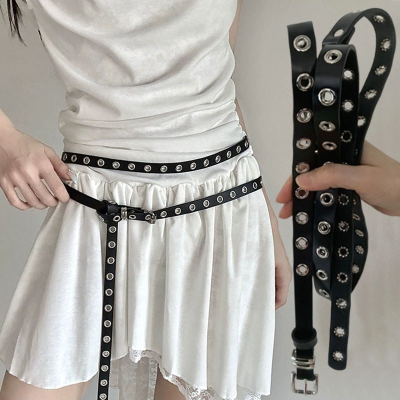 Punk Double Loop Thin Belt Ret - огляд і ціна Leatherwork Eyelets