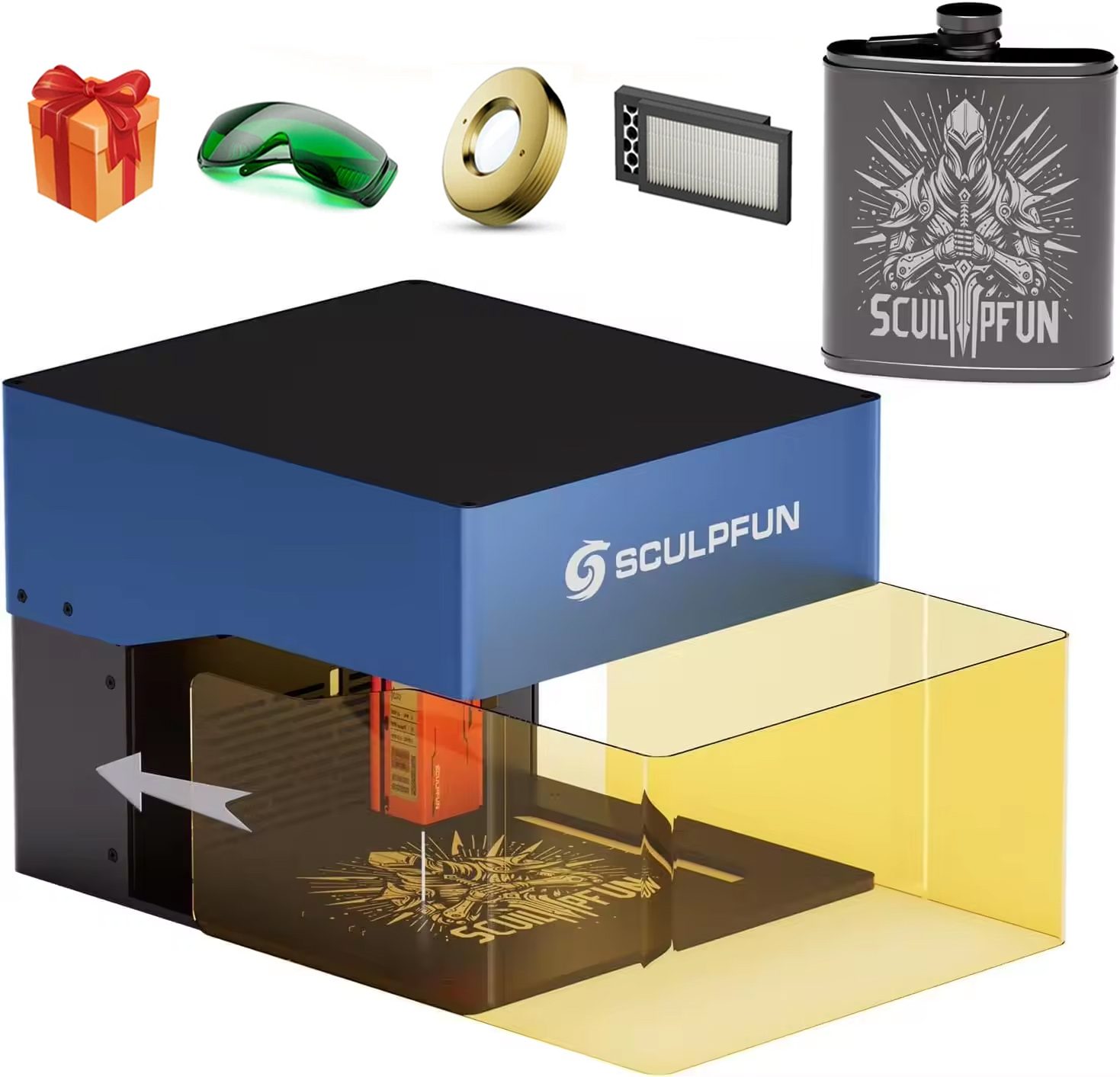 Sculpfun iCube Pro 10W Laser E - огляд і ціна Leatherwork Logo