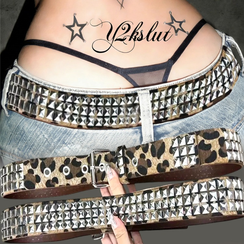 Y2K Leopard Rivet Belt Square  - огляд і ціна Leatherwork Eyelets