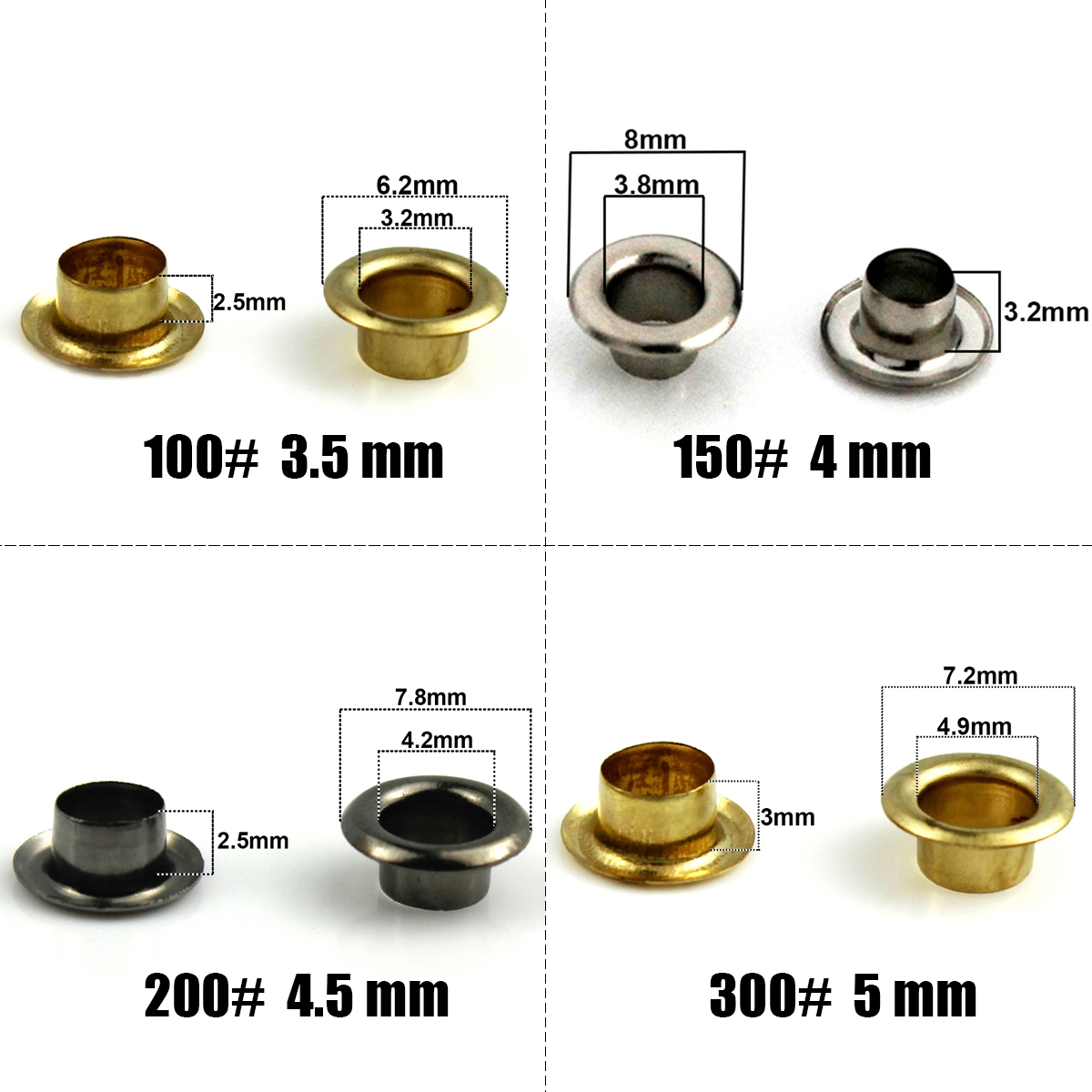 100sets 4mm Brass Eyelet with  - огляд і ціна Leatherwork Eyelets