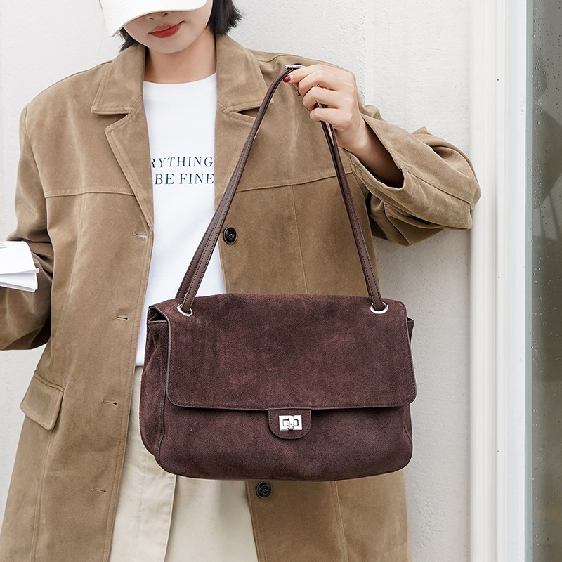 Genuine Suede Leather Underarm - огляд і ціна Leather Work Handbags For Women
