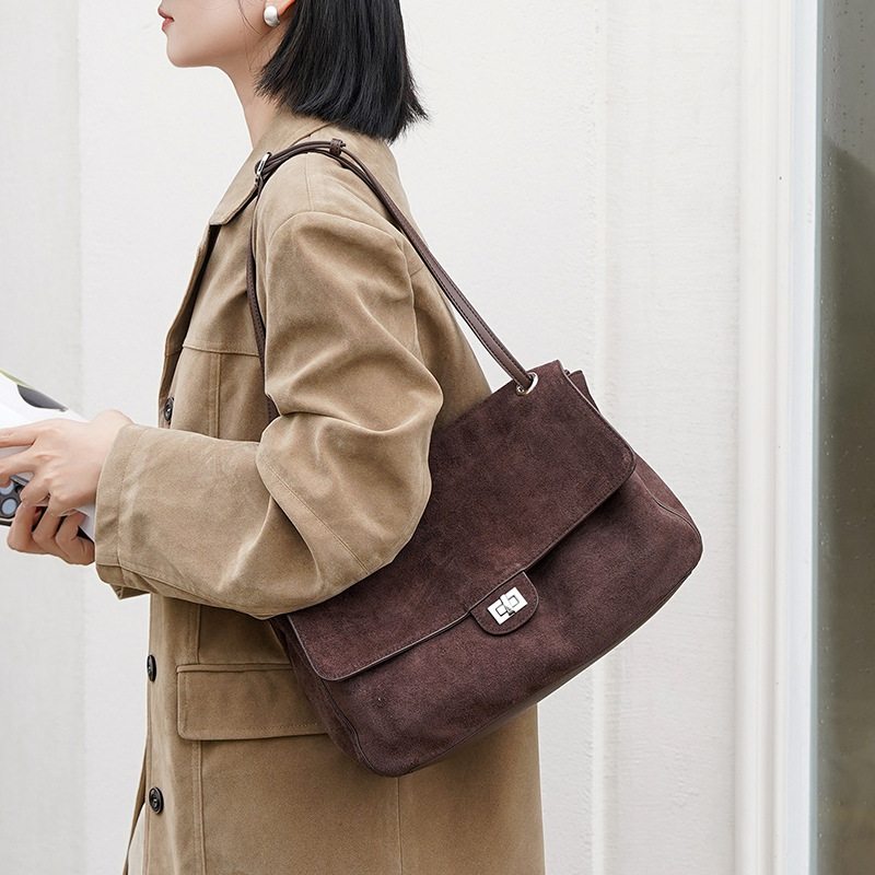 Genuine Suede Leather Underarm - огляд і ціна Leather Work Handbags For Women